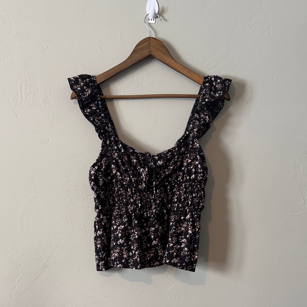 Floral Ruffle Strap Top